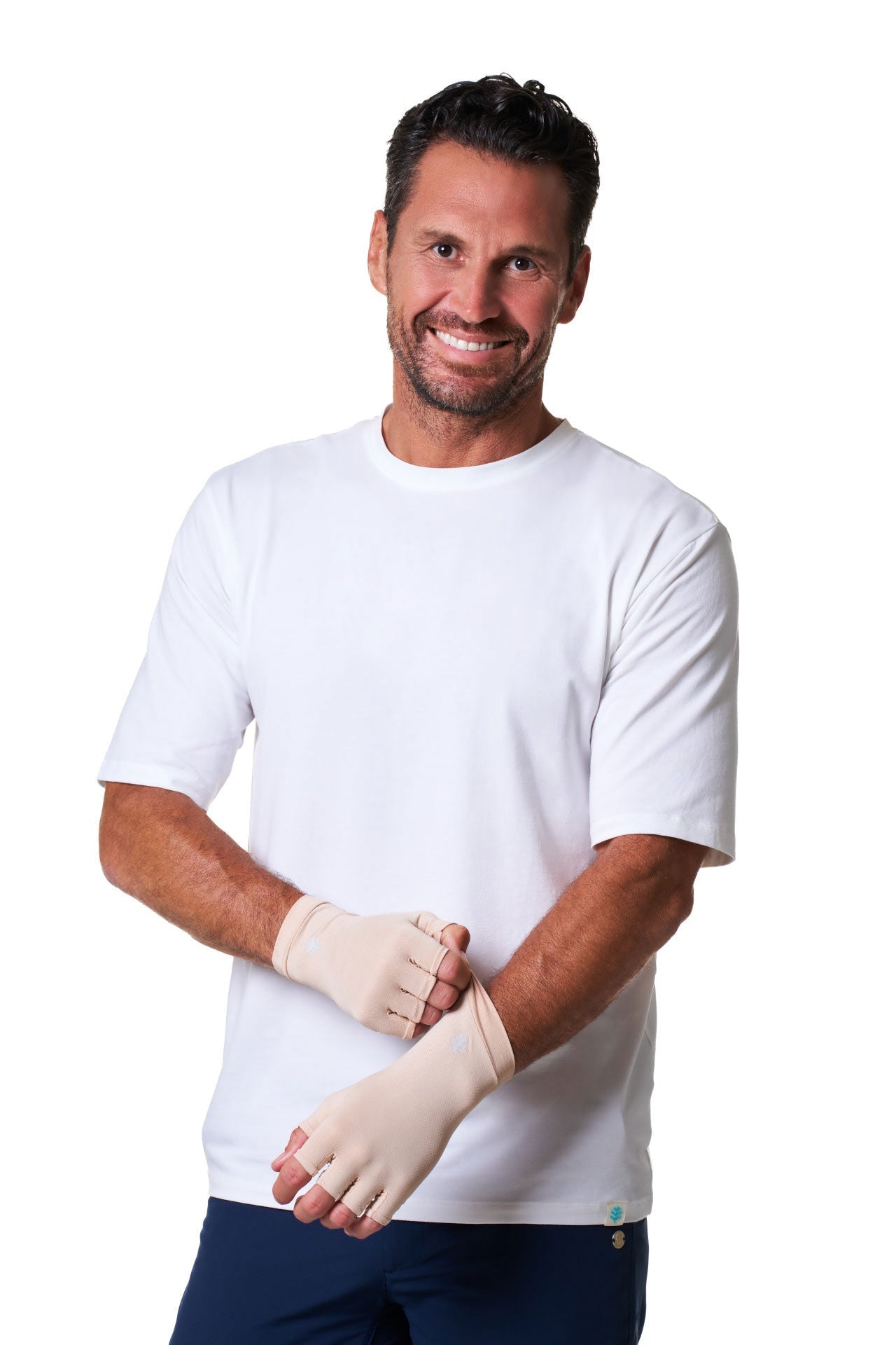 Unisex Ouray UV Fingerless Gloves | Beige