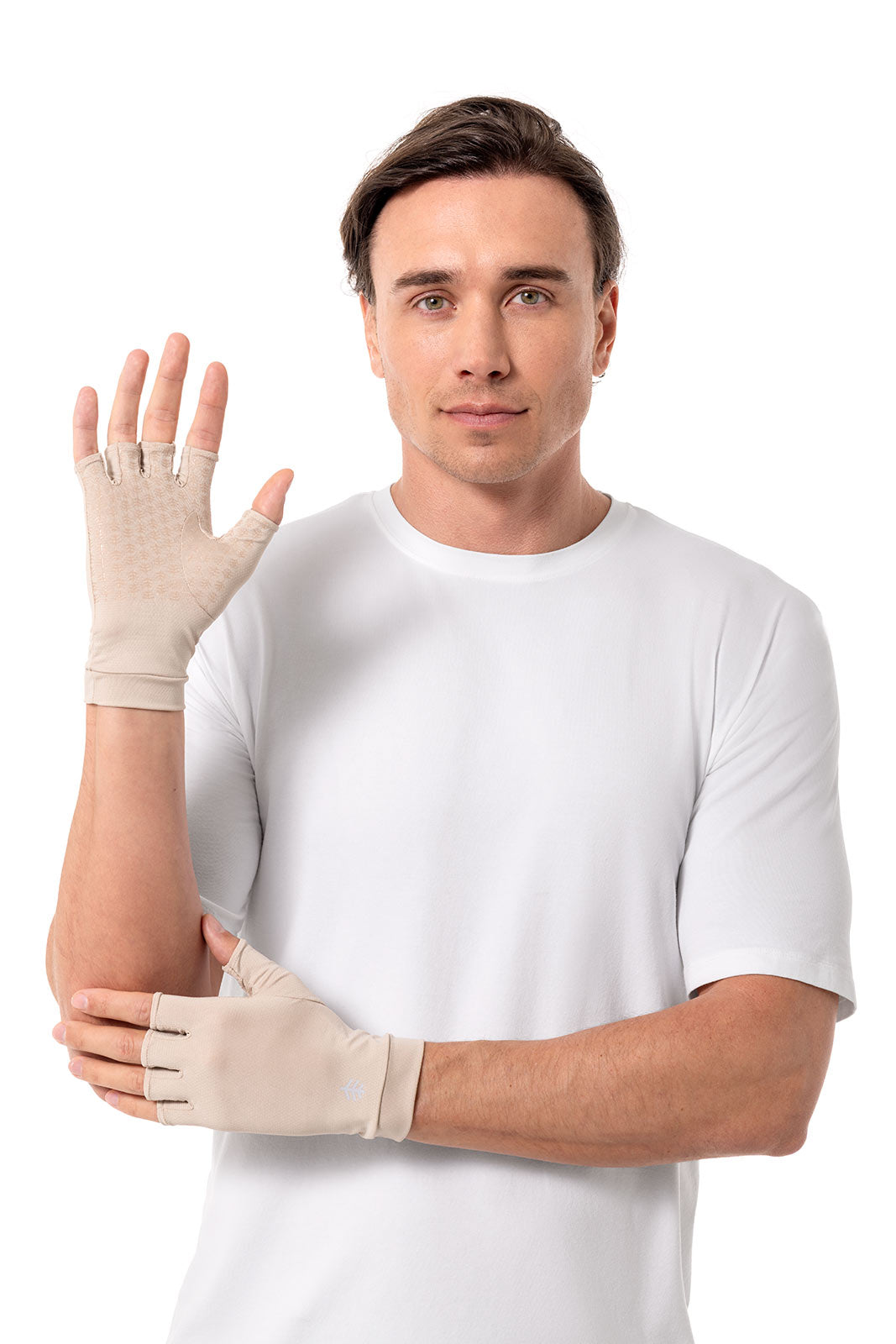 Unisex Ouray UV Fingerless Gloves | Pale Khaki