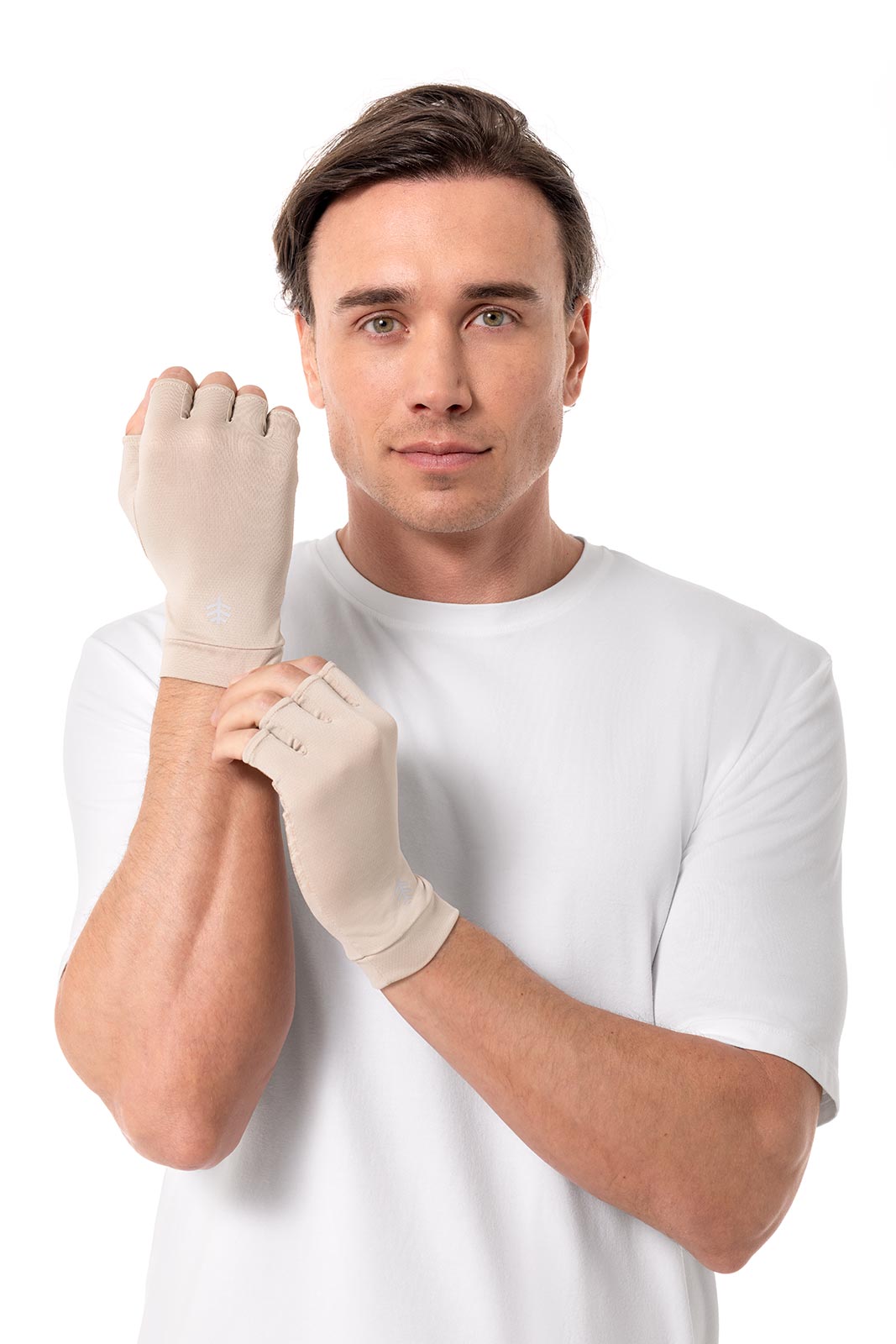 Unisex Ouray UV Fingerless Gloves | Pale Khaki