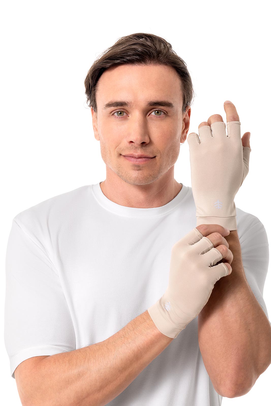 Unisex Ouray UV Fingerless Gloves | Pale Khaki