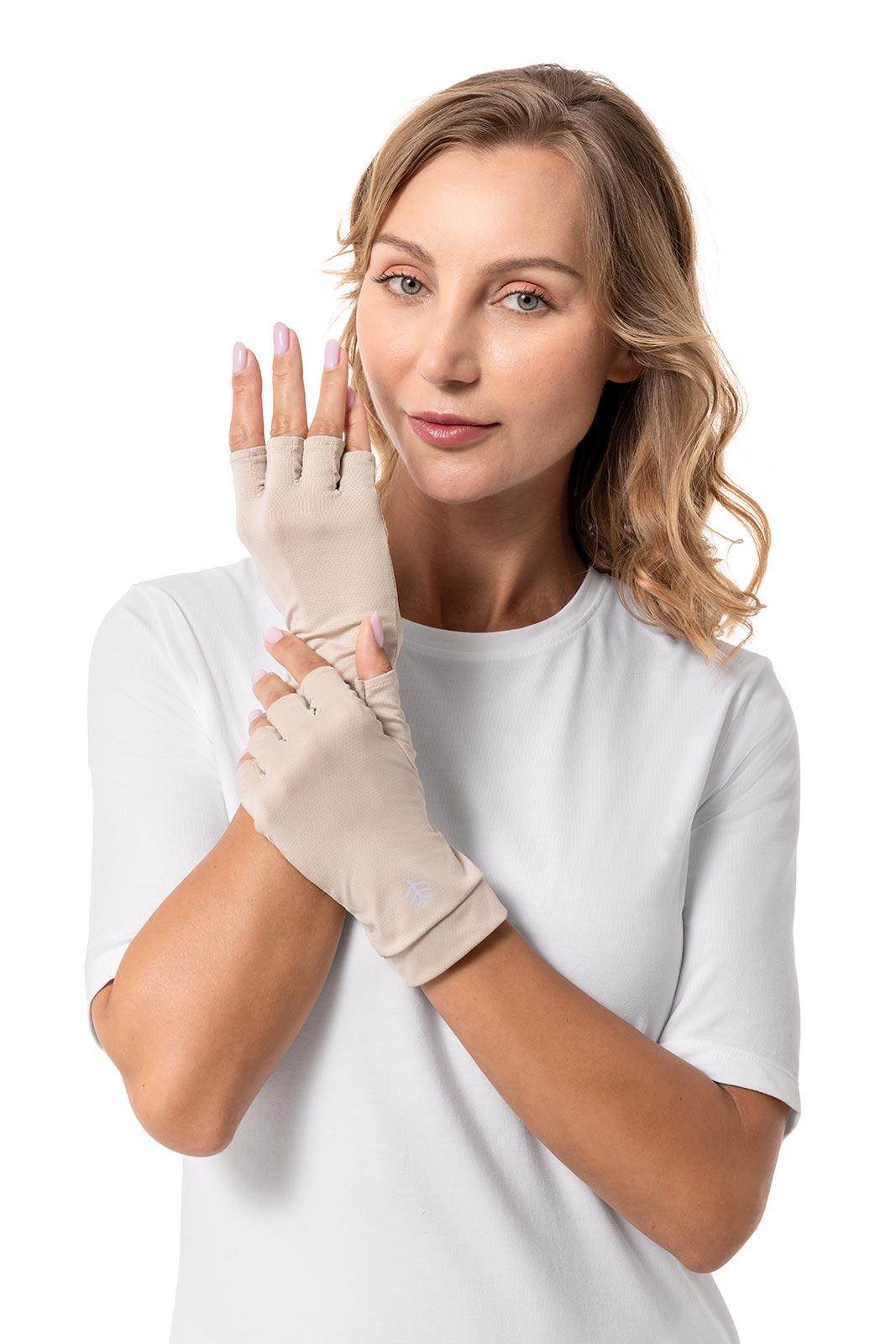 Unisex Ouray UV Fingerless Gloves | Pale Khaki