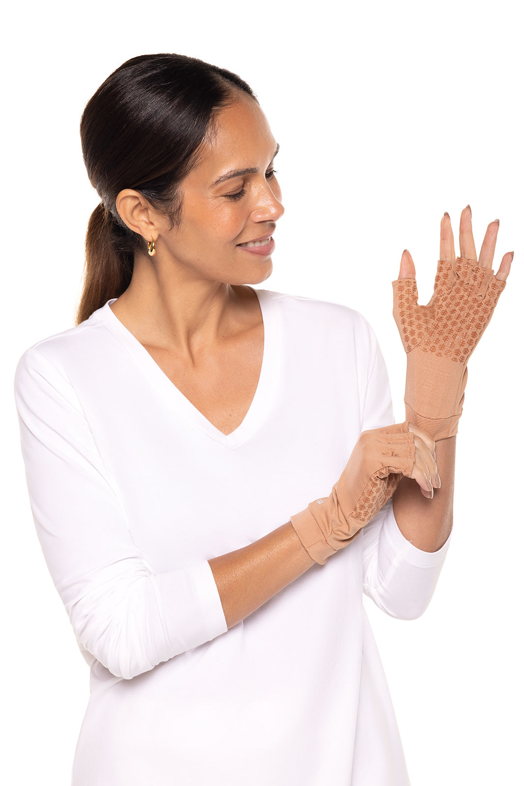 Unisex Ouray UV Fingerless Gloves | Antique Tea