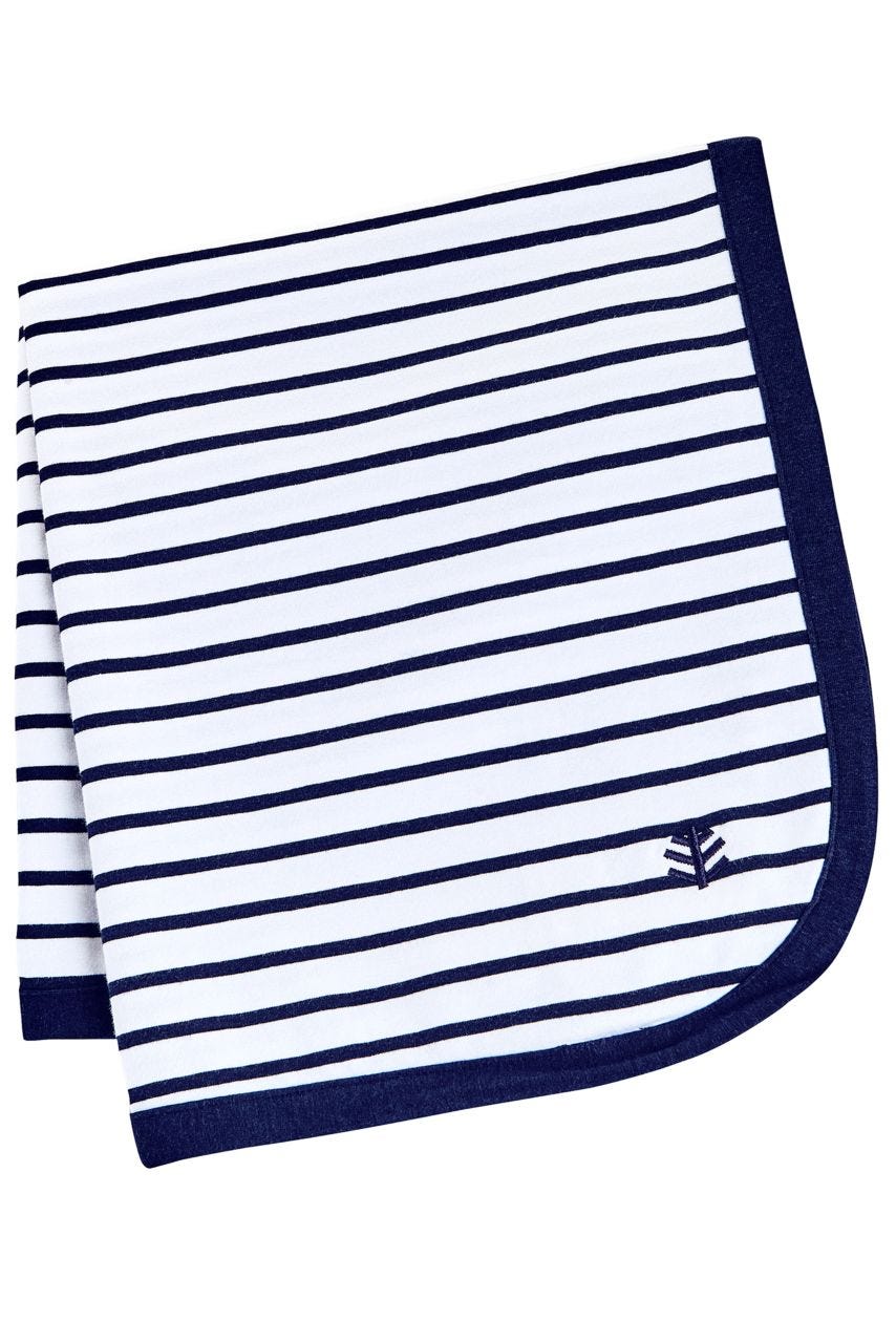Kid's Batibou Sun Blanket | White/Navy Stripe