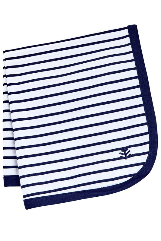 Kid's Batibou Sun Blanket | White/Navy Stripe