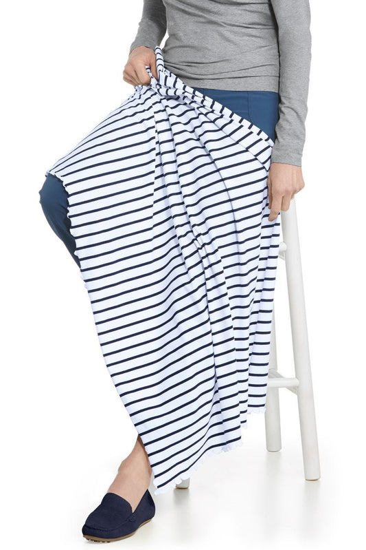 Women's Savannah Sun Blanket | White/Navy Stripe