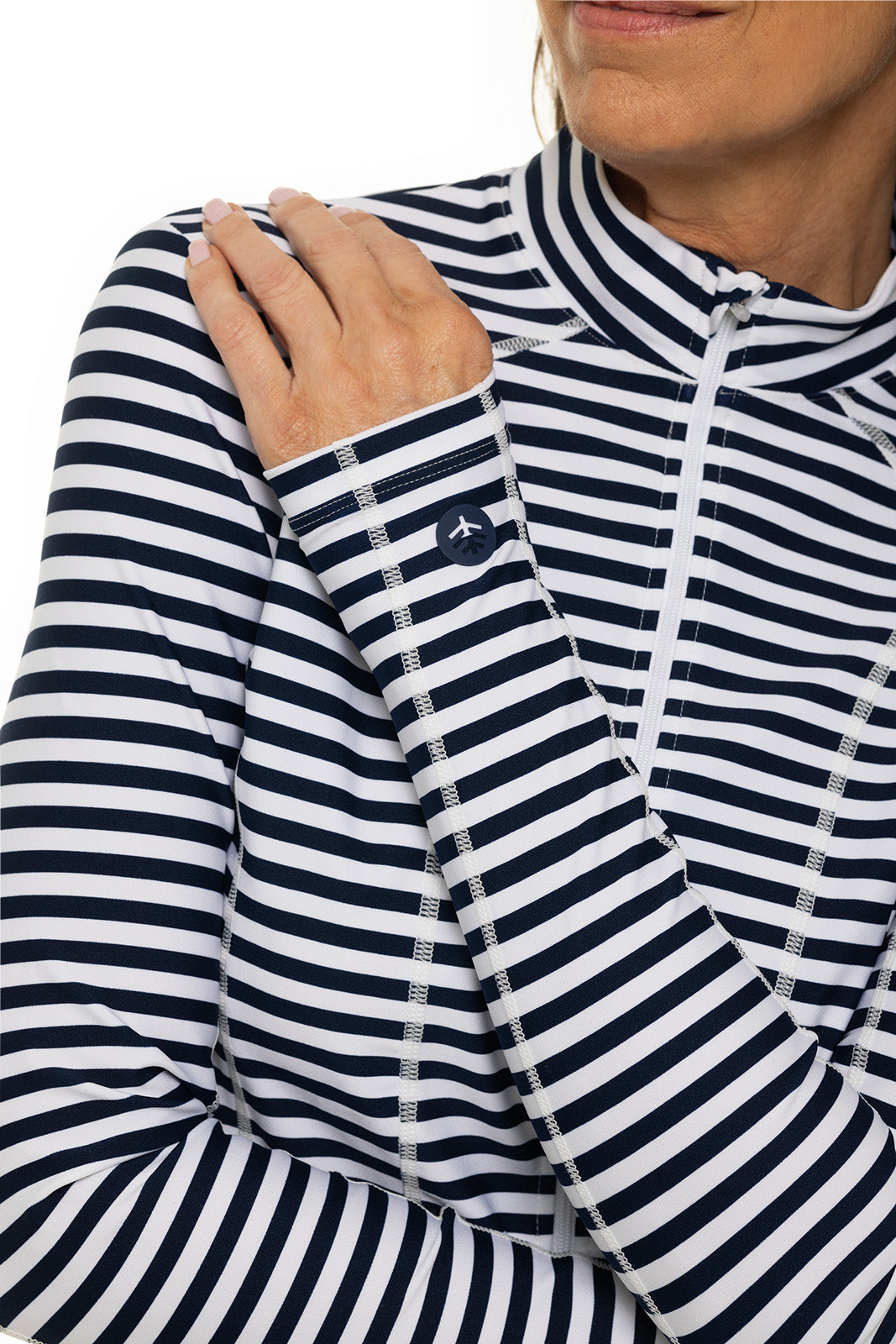 Women's Malawi Swim Jacket | White/Navy Stripe