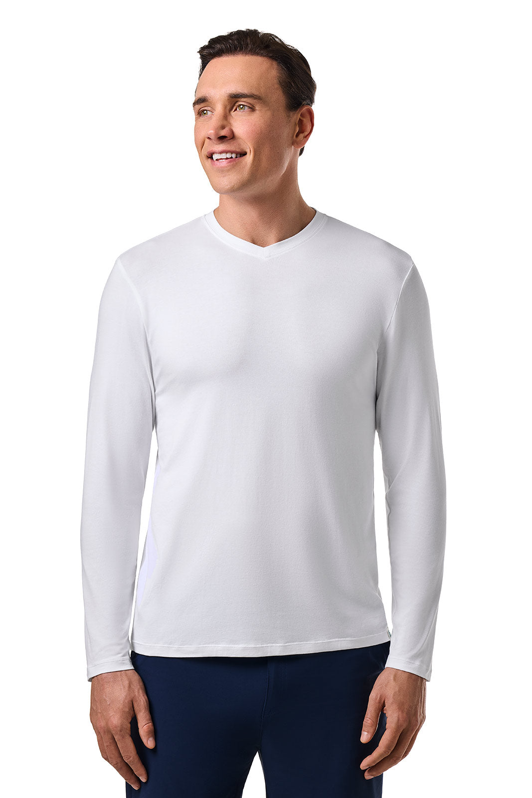 Men's Morada Everyday Long Sleeve V-Neck T-Shirt | White