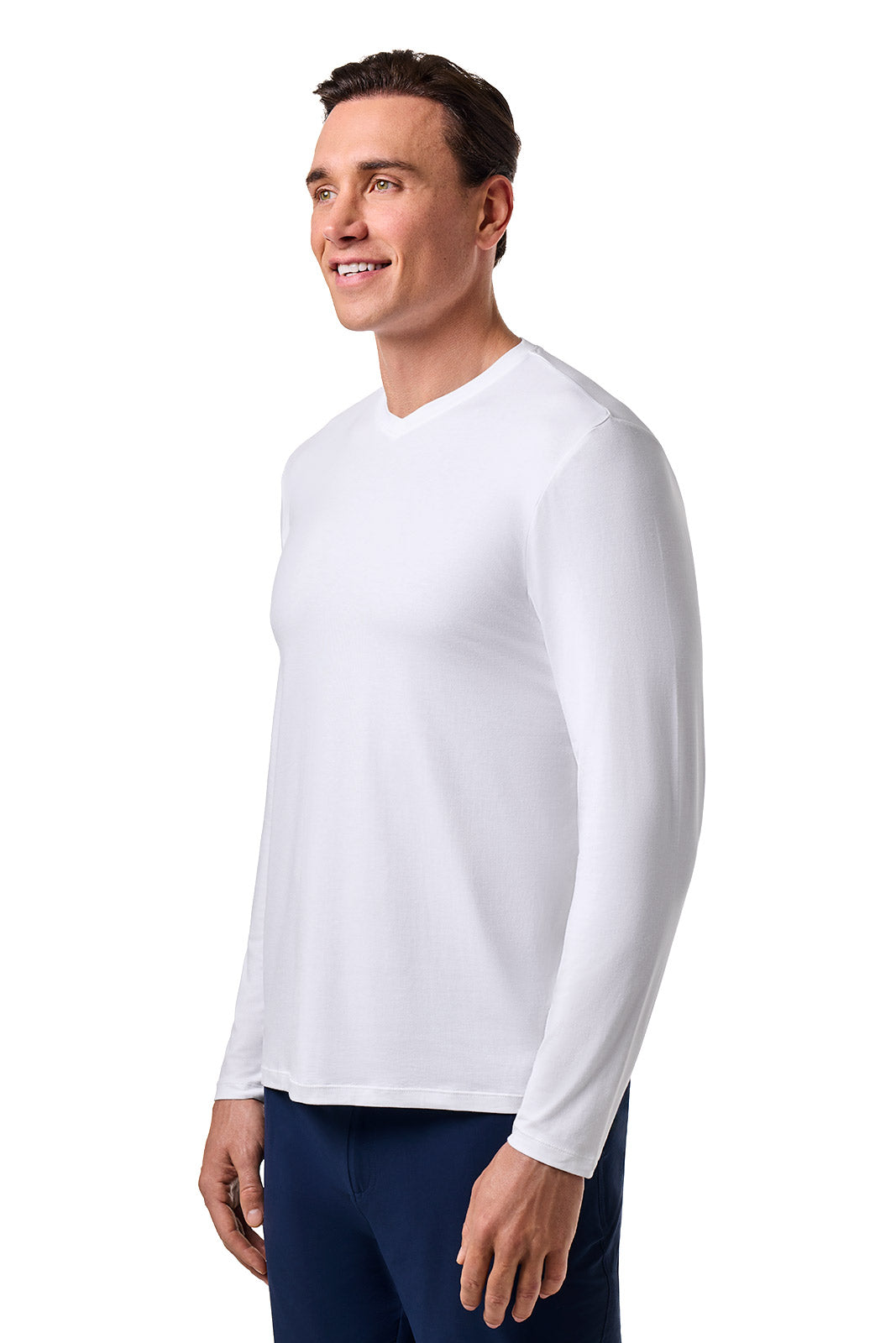 Men's Morada Everyday Long Sleeve V-Neck T-Shirt | White