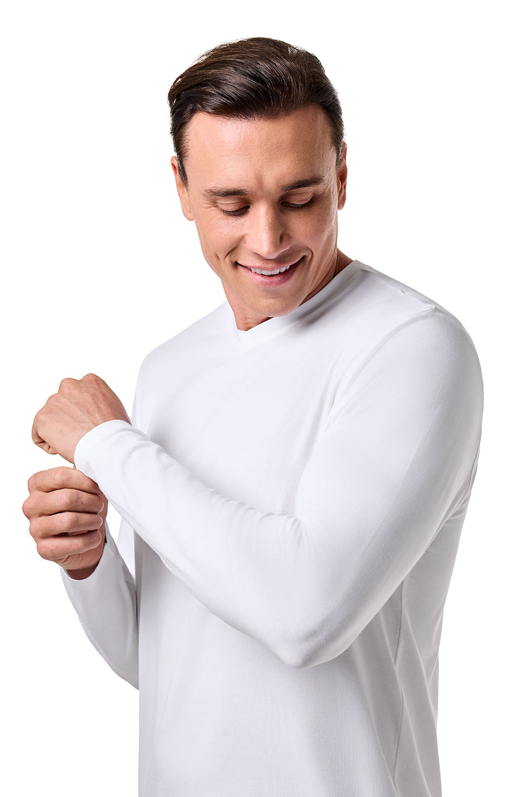 Men's Morada Everyday Long Sleeve V-Neck T-Shirt | White