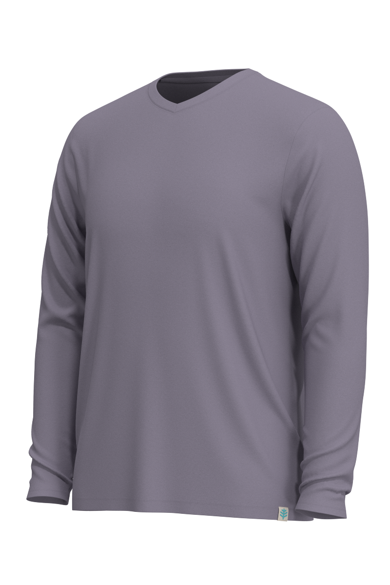 Men's Morada Everyday Long Sleeve V-Neck T-Shirt | Lavender Grey