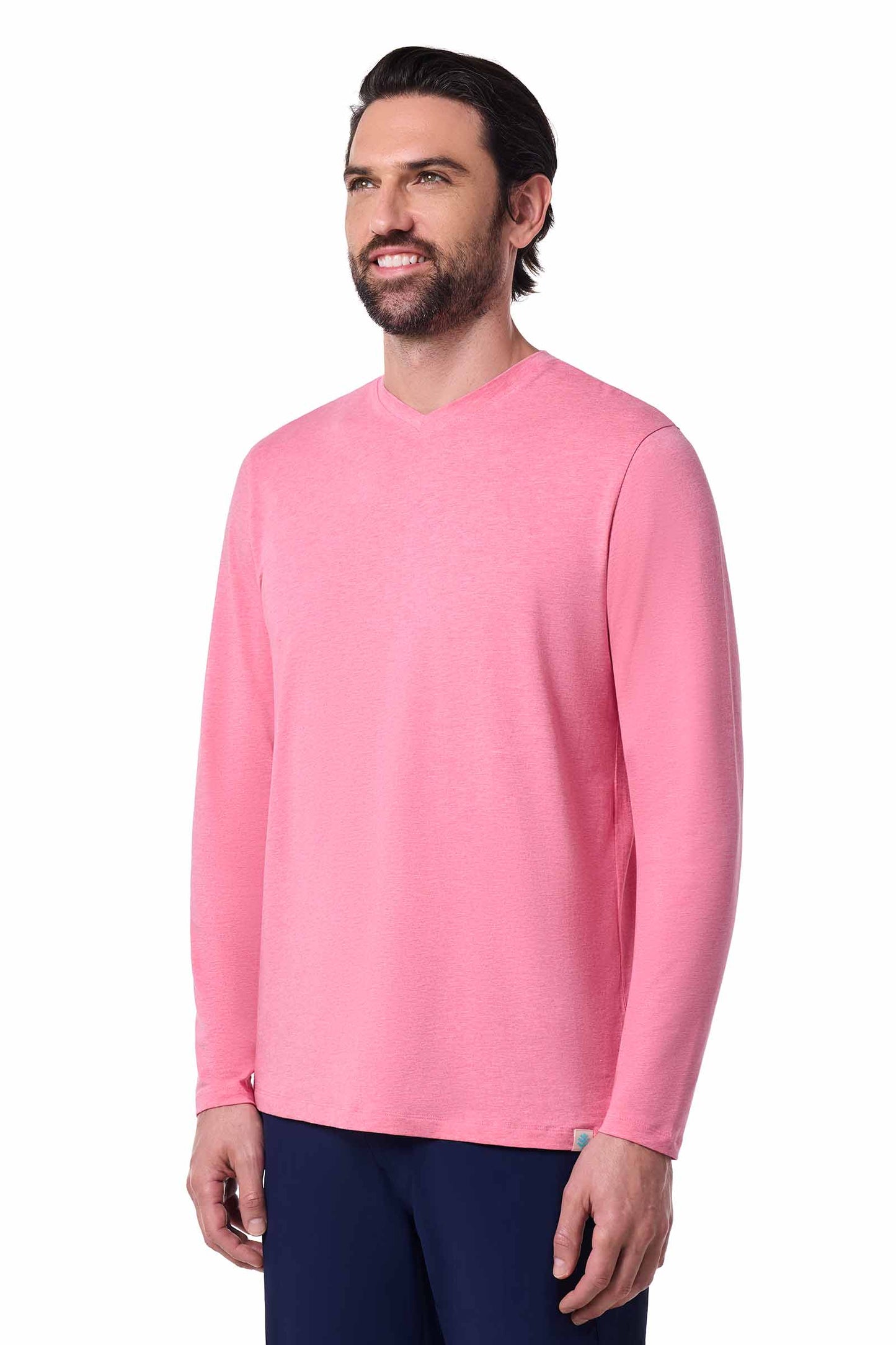 Men's Morada Everyday Long Sleeve V-Neck T-Shirt | Flamingo Pink Heather