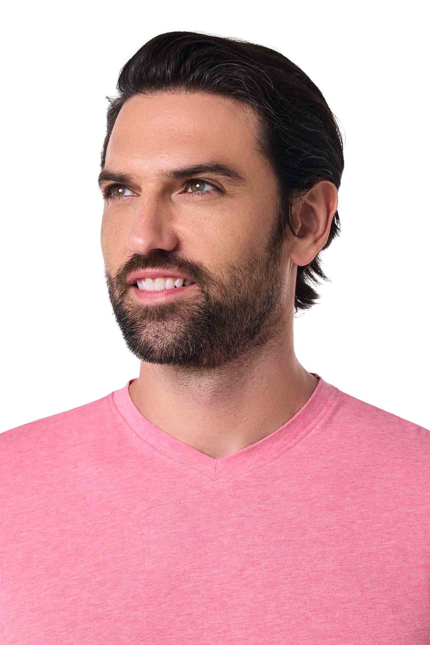 Men's Morada Everyday Long Sleeve V-Neck T-Shirt | Flamingo Pink Heather