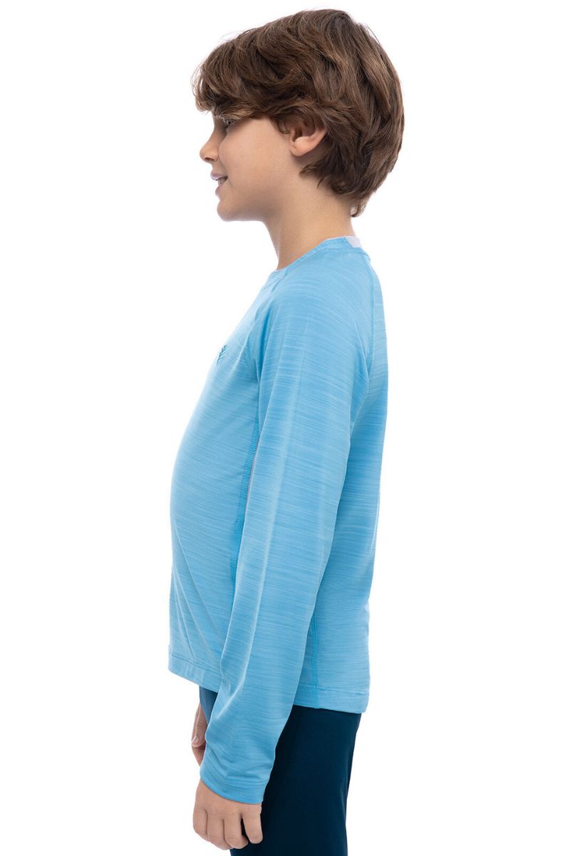Kid's Ultimate Long Sleeve Rash Guard | Malibu Blue Line Texture