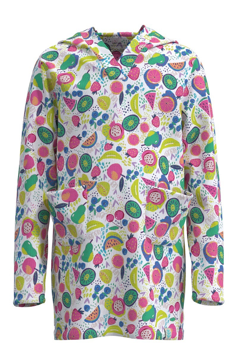 Kid's Catalina Beach Cover-Up Dress | White Fruity Party