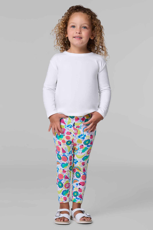 Kid's Monterey Summer Leggings | White Fruit Party