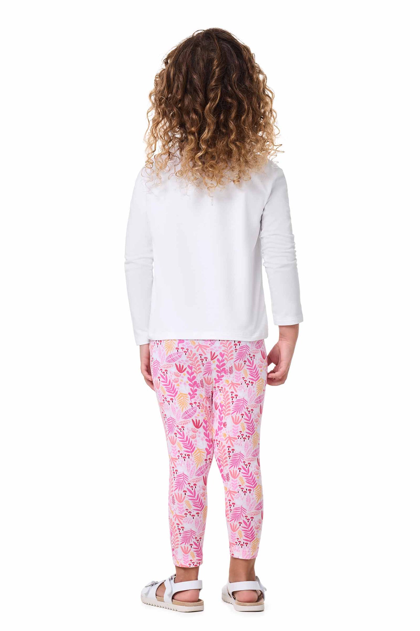 Kid's Monterey Summer Leggings | Soft Pink Blooming Forest