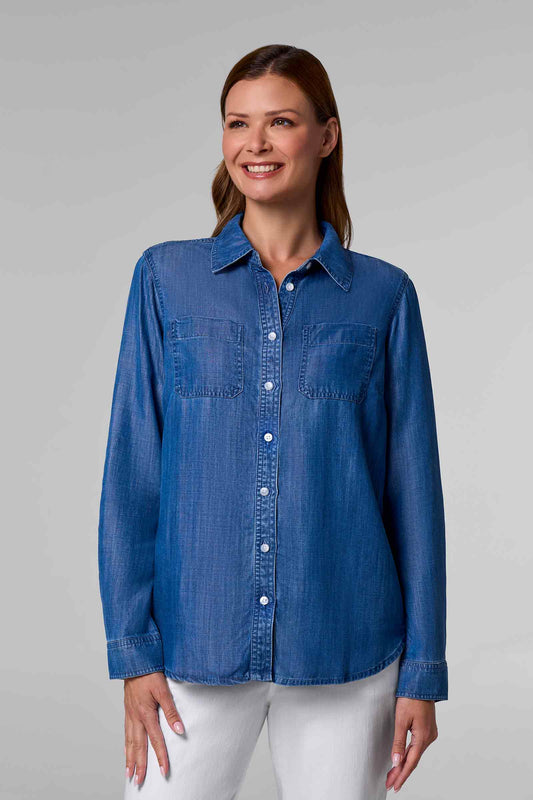 Women's Peninsula Chambray Shirt | Light Indigo Chambray