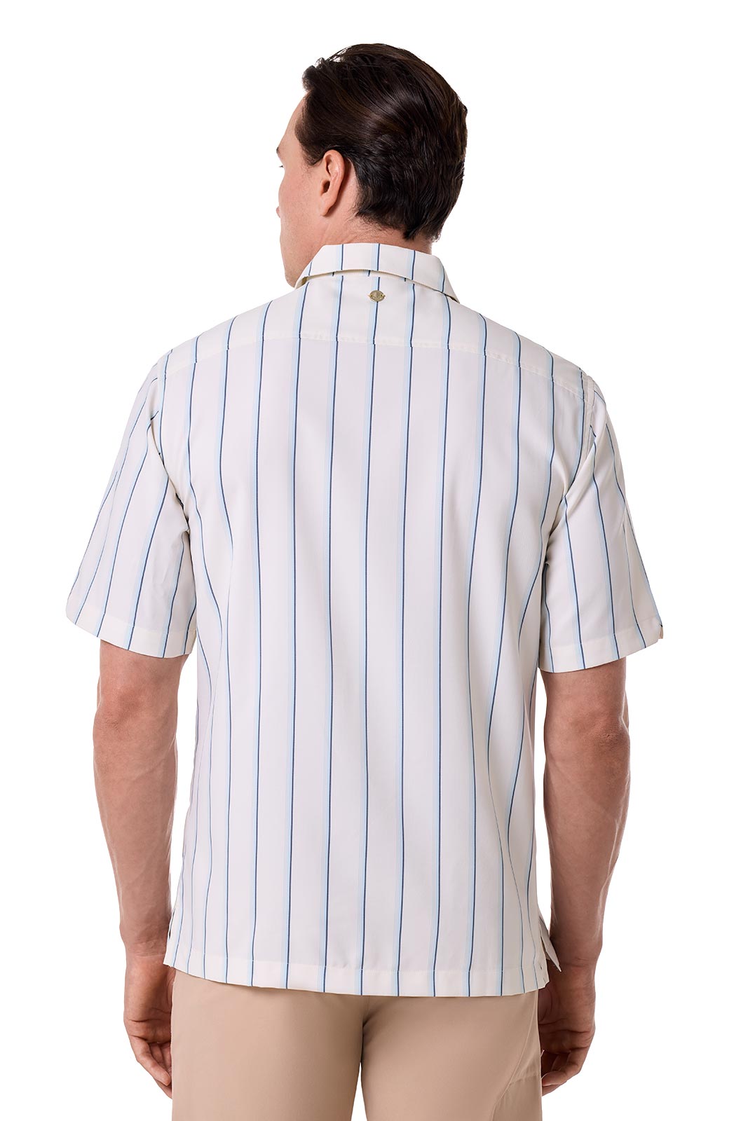 Men's Safari Camp Shirt | Pearl/Skyride Vertical Stripe