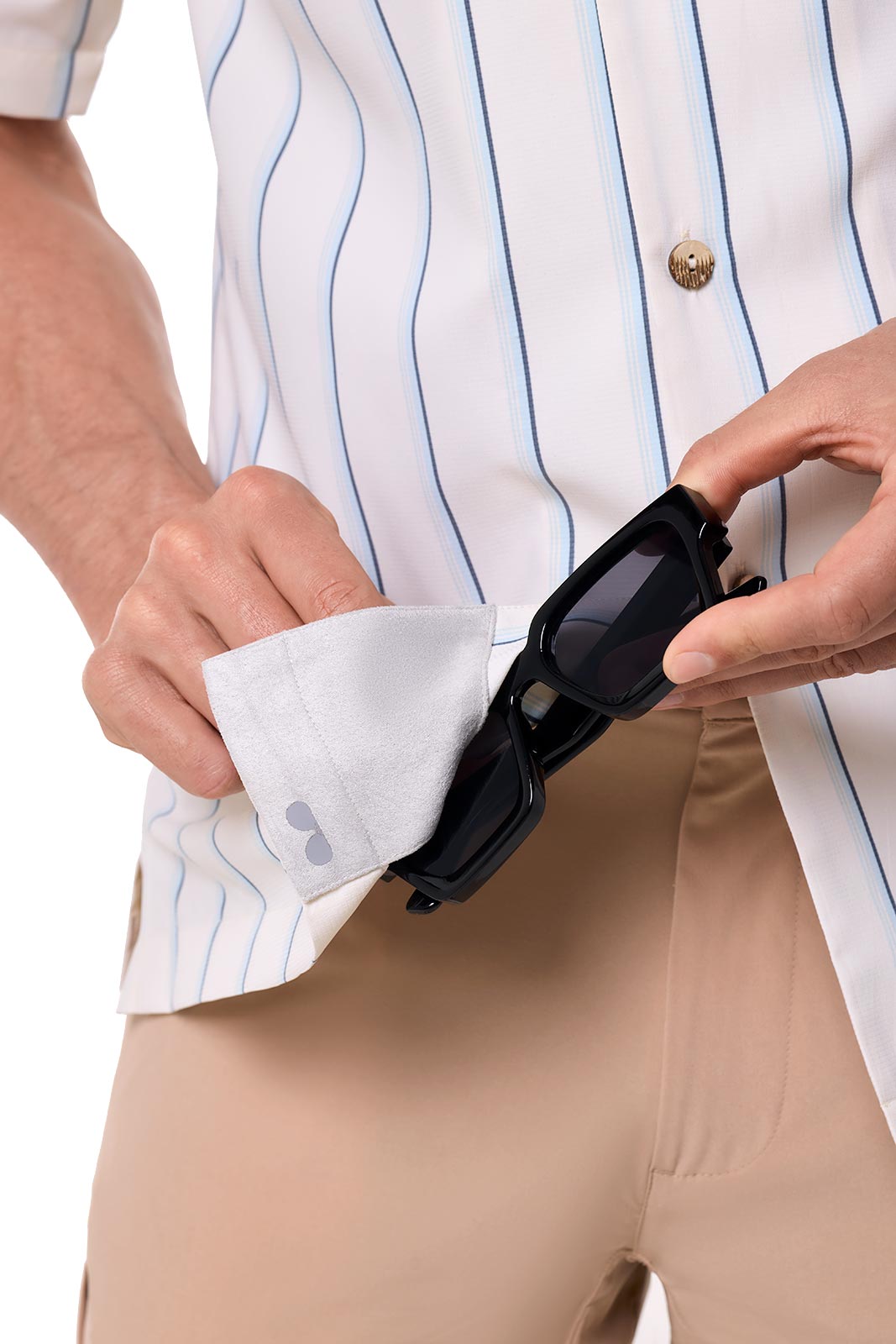 Men's Safari Camp Shirt | Pearl/Skyride Vertical Stripe