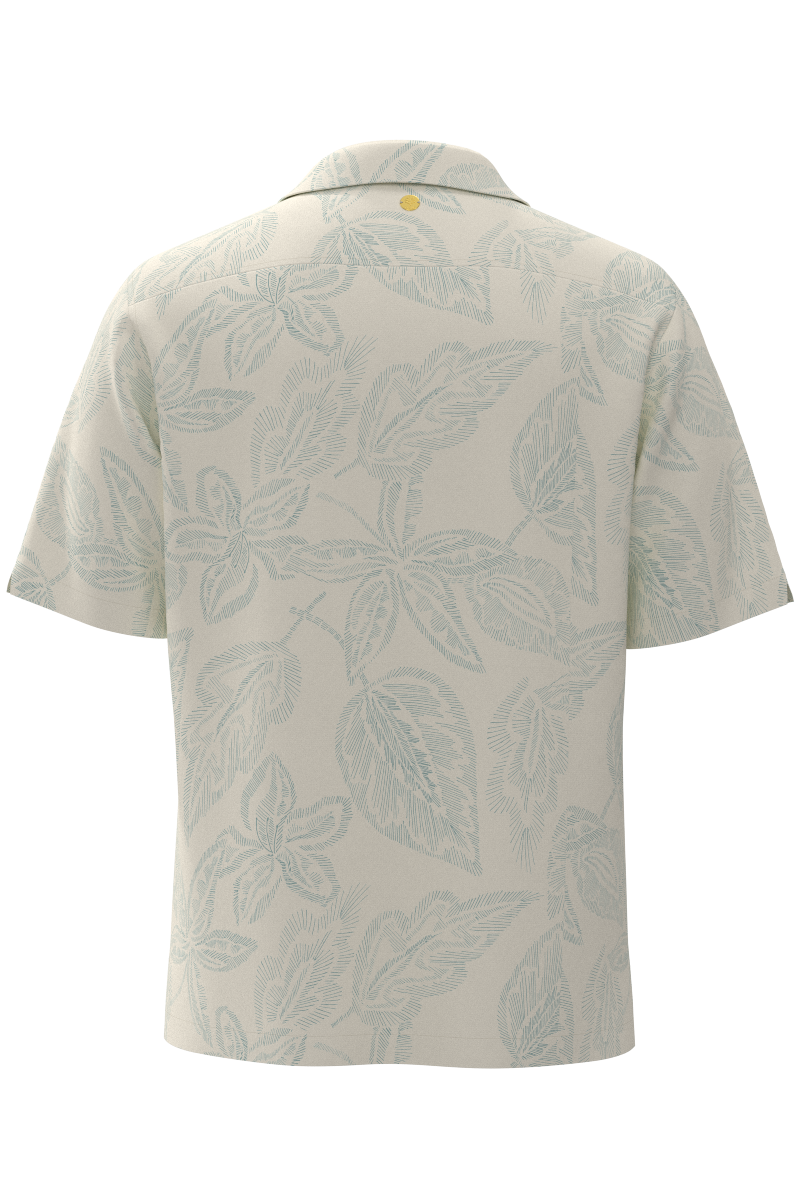 Men's Safari Camp Shirt | Vanilla Embroidered Leaves