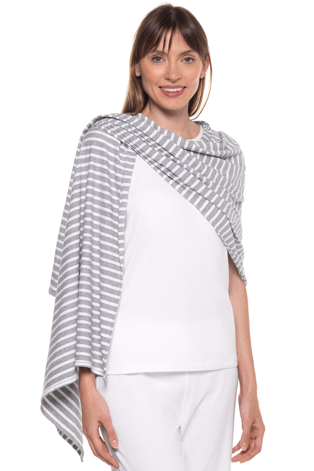 Women's Sanibel Everyday Beach Shawl | Grey/White Stripe