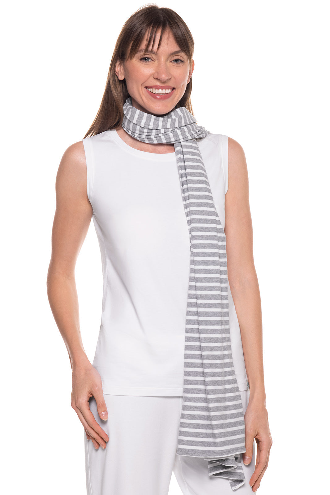 Women's Sanibel Everyday Beach Shawl | Grey/White Stripe