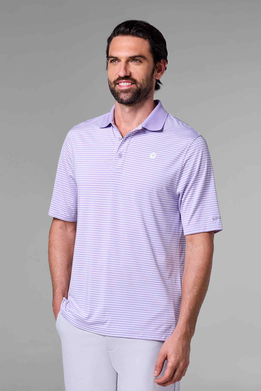 Men's Erodym Long Sleeve Golf Polo | Lavendula/White Stripe