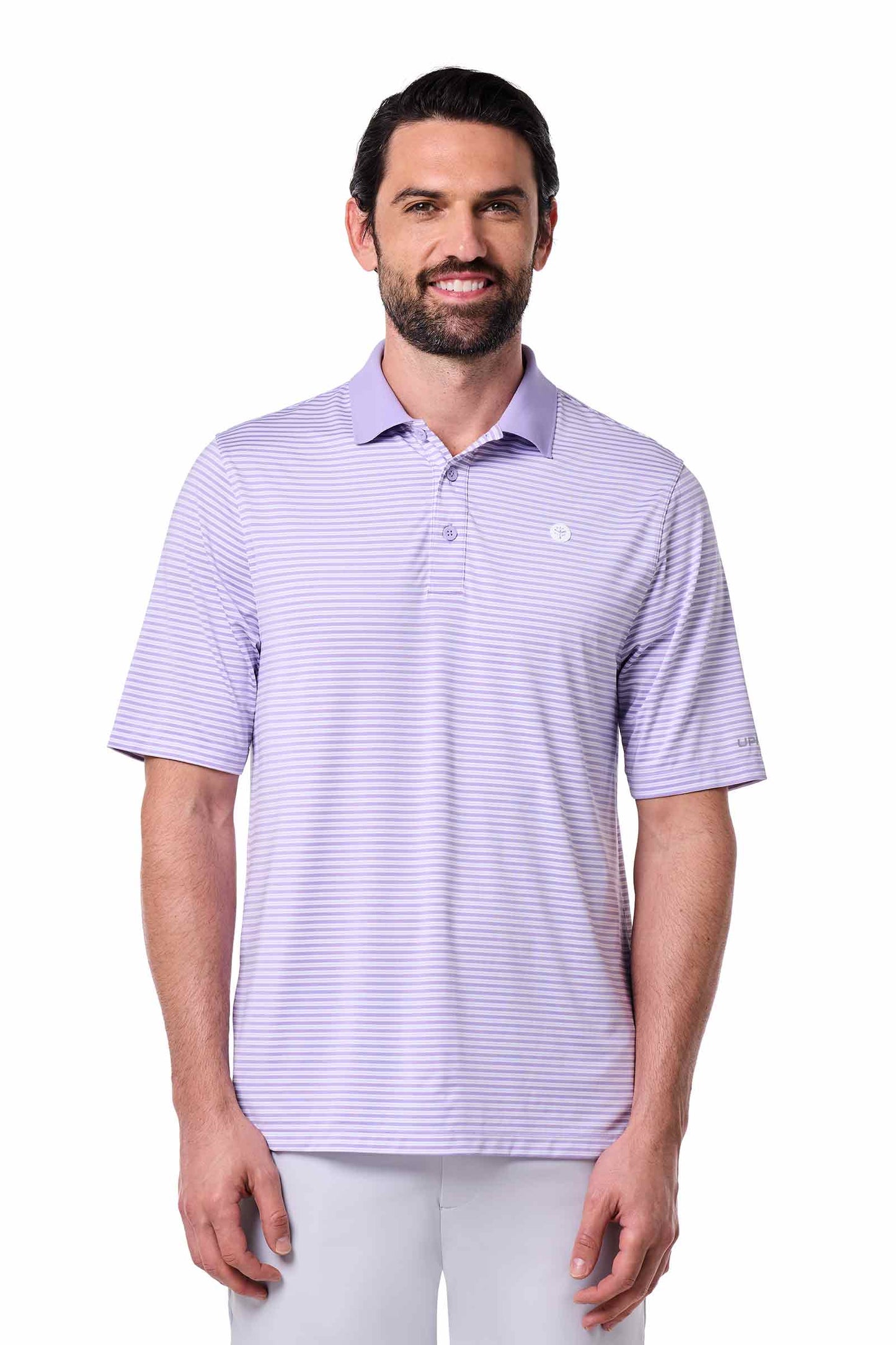 Men's Erodym Long Sleeve Golf Polo | Lavendula/White Stripe