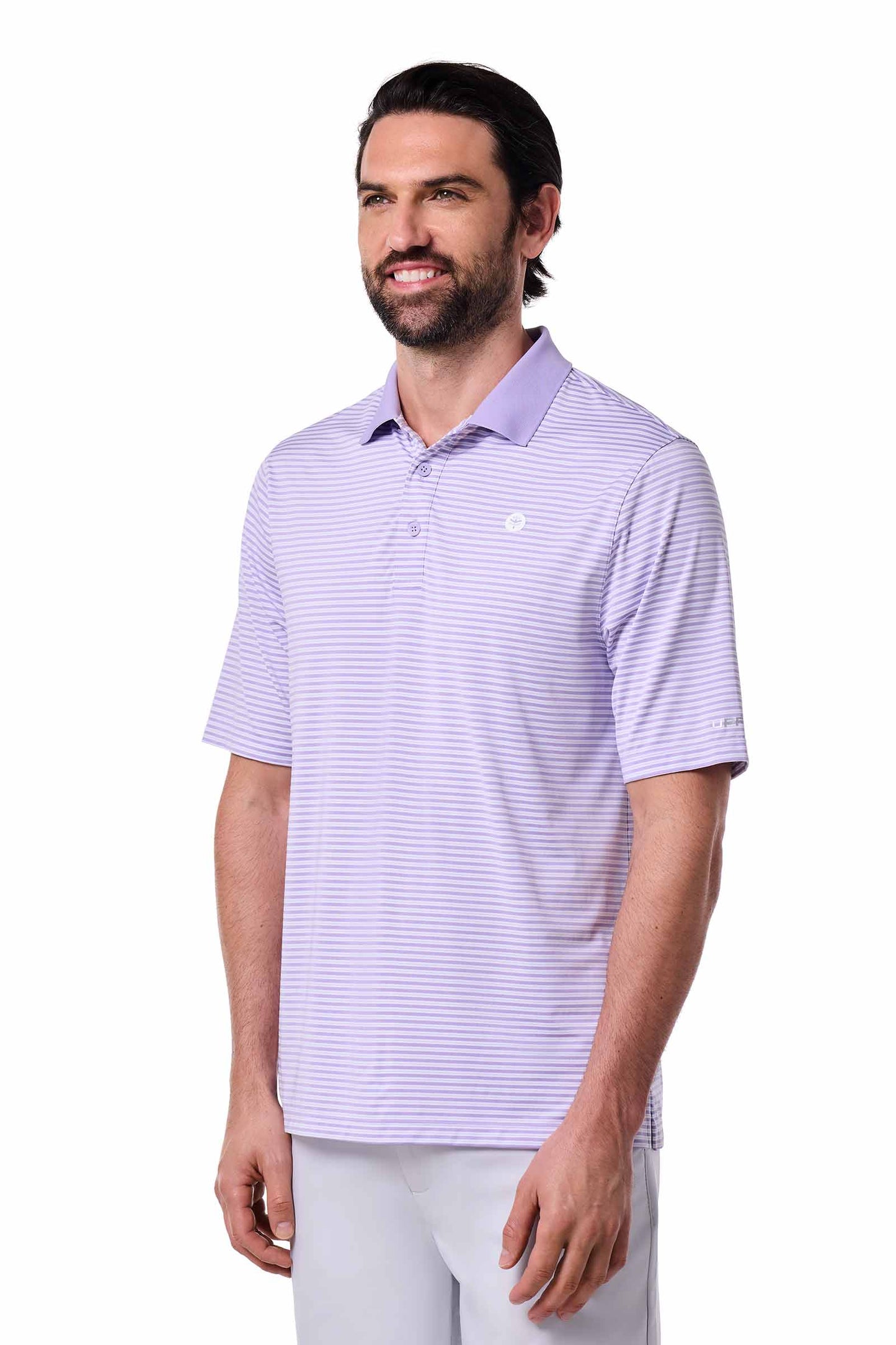 Men's Erodym Long Sleeve Golf Polo | Lavendula/White Stripe