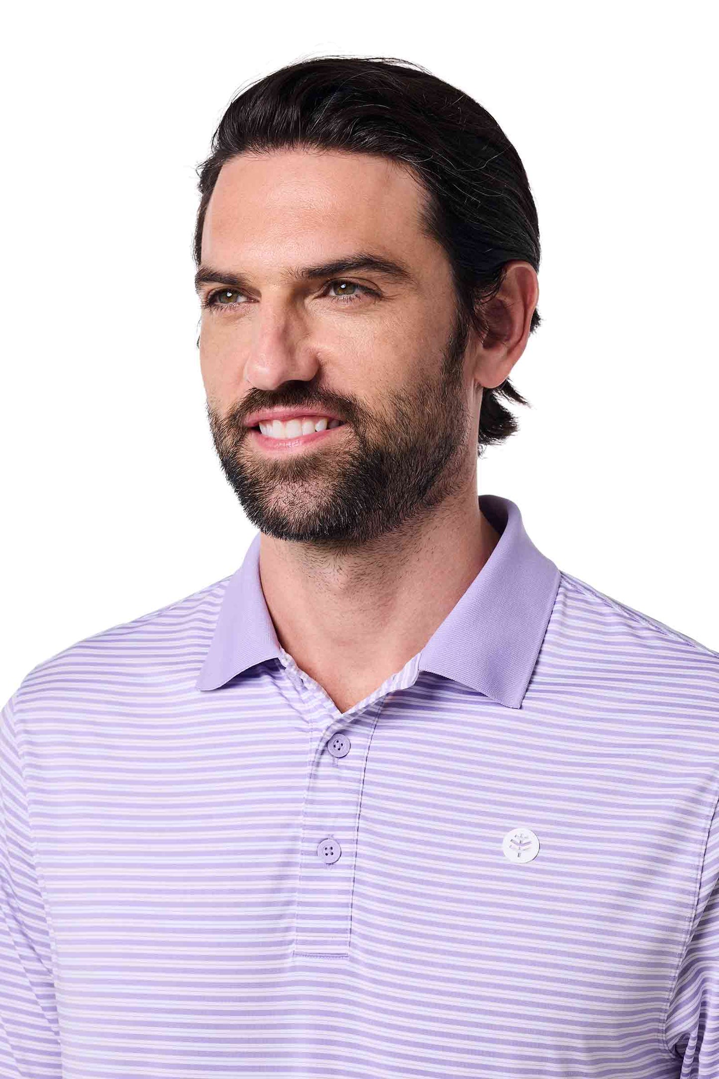 Men's Erodym Long Sleeve Golf Polo | Lavendula/White Stripe