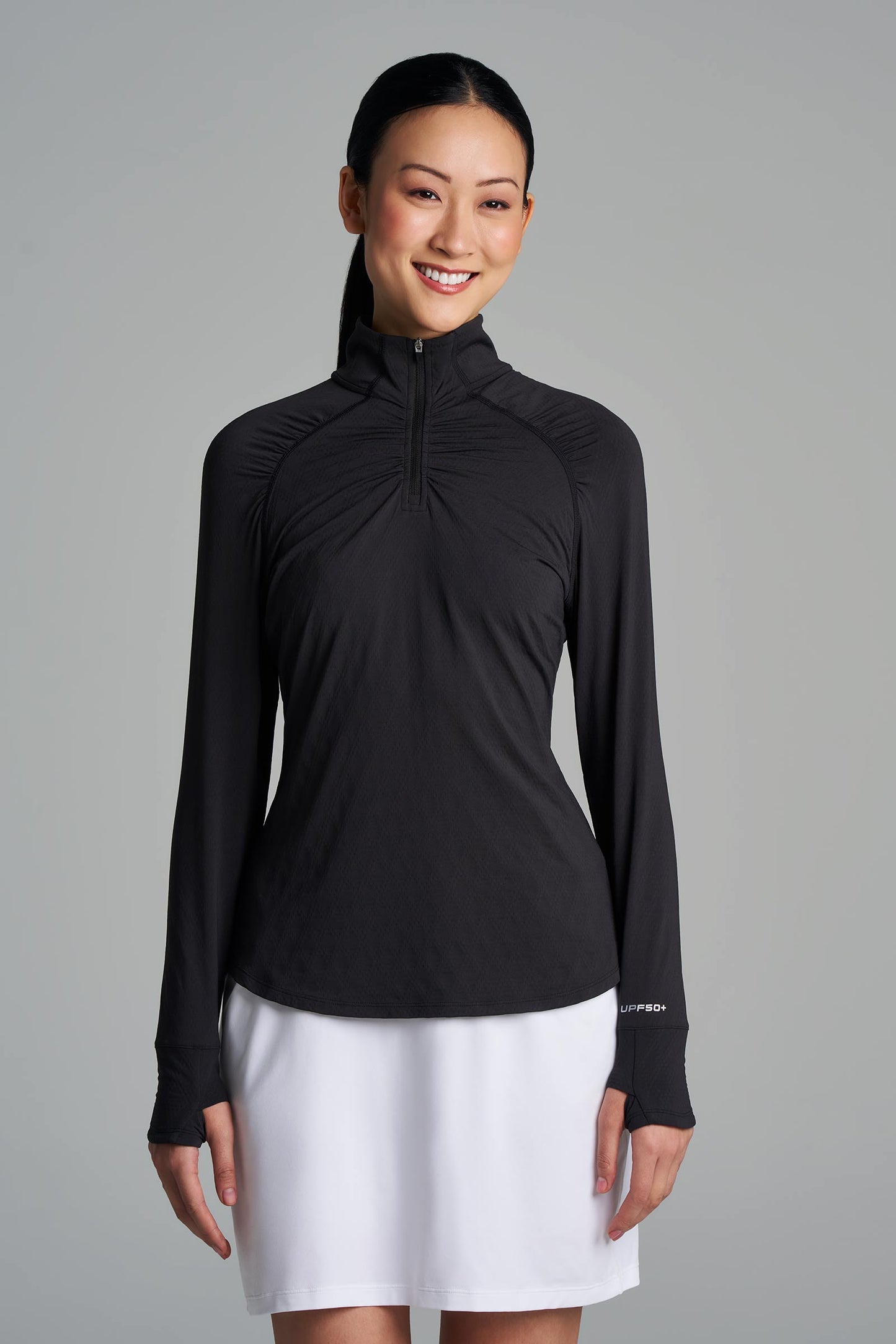 Women's Arabella Golf Quarter-Zip | Black Diamond Jacquard