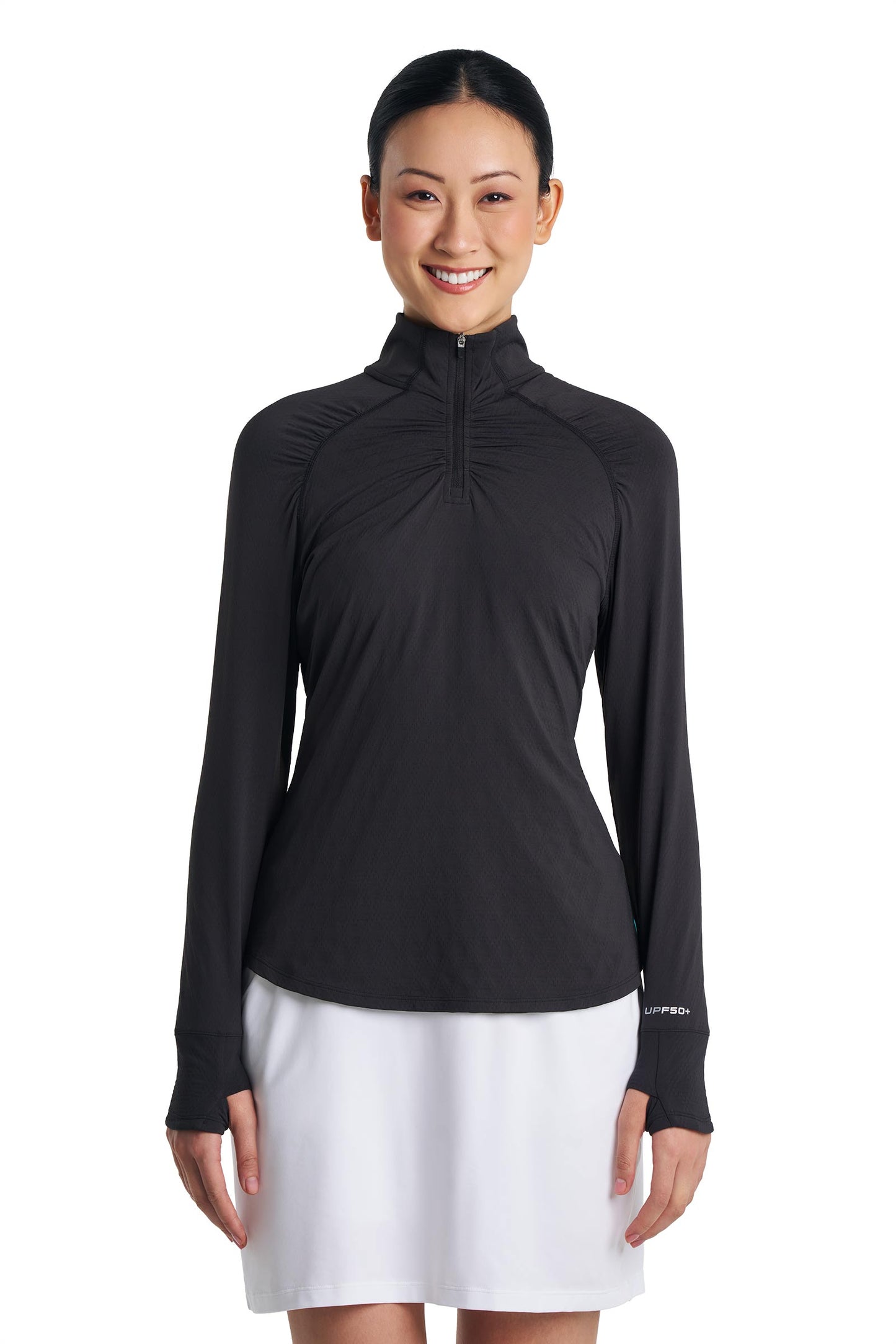 Women's Arabella Golf Quarter-Zip | Black Diamond Jacquard