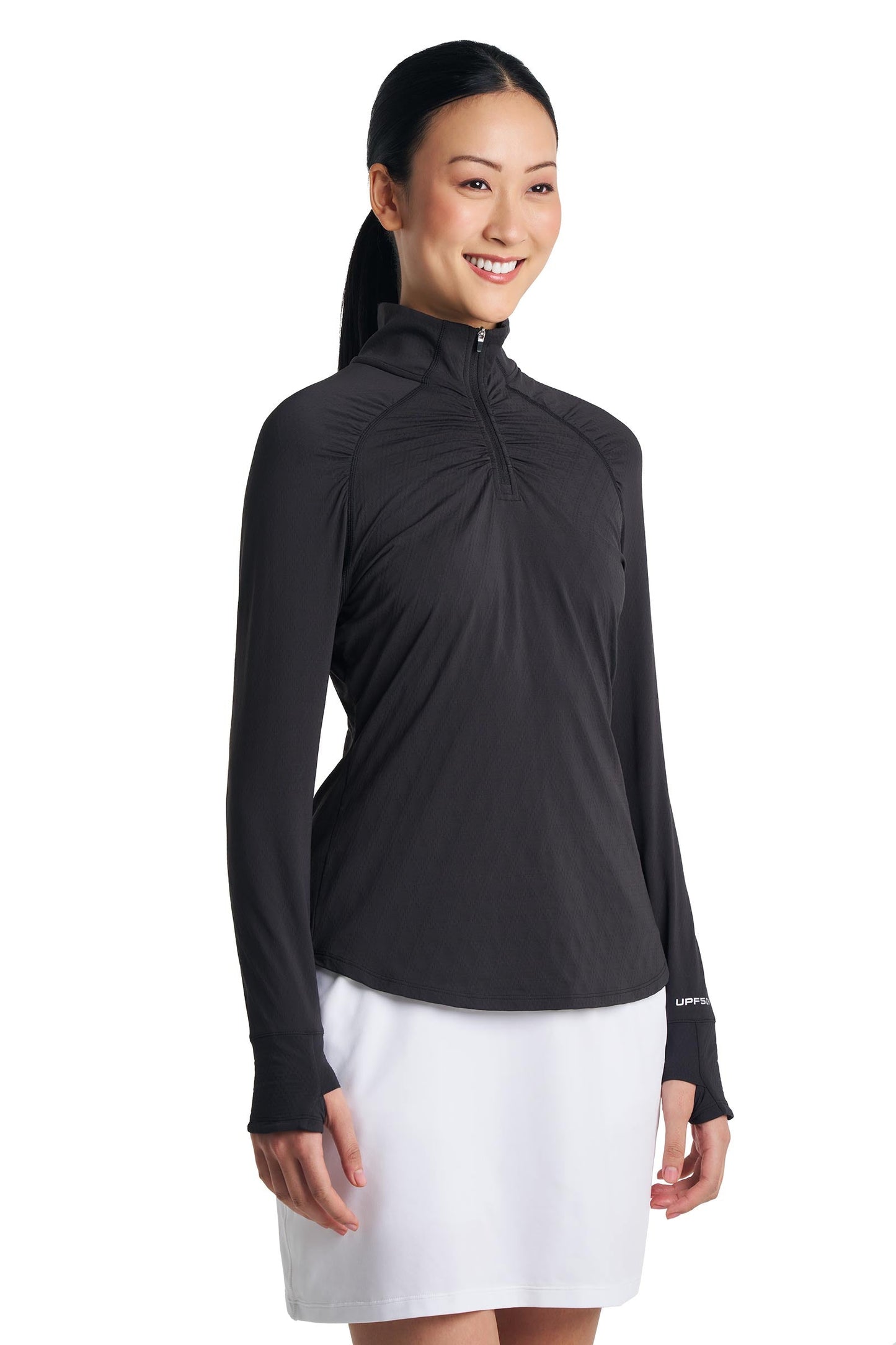 Women's Arabella Golf Quarter-Zip | Black Diamond Jacquard