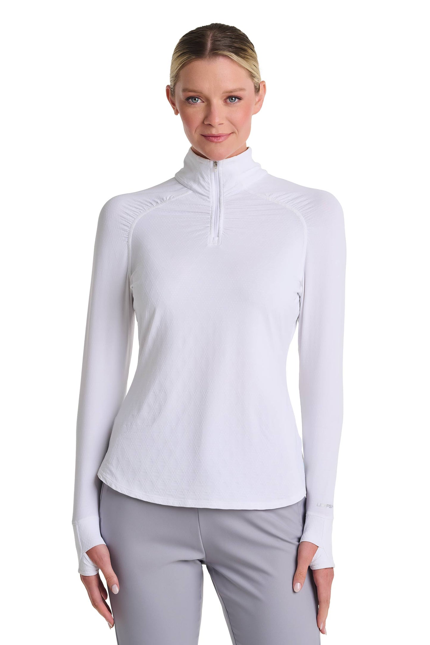 Women's Arabella Golf Quarter-Zip | White Diamond Jacquard