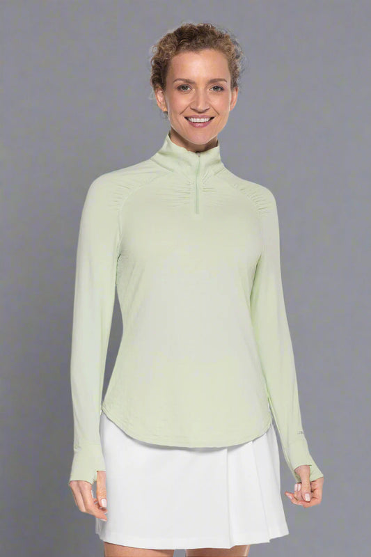 Women's Arabella Quarter Zip | Seedling Diamond Jacquard