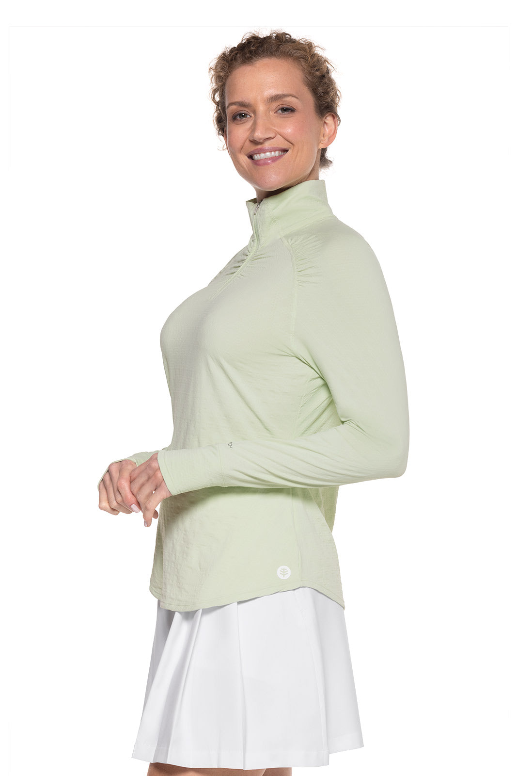 Women's Arabella Quarter Zip | Seedling Diamond Jacquard