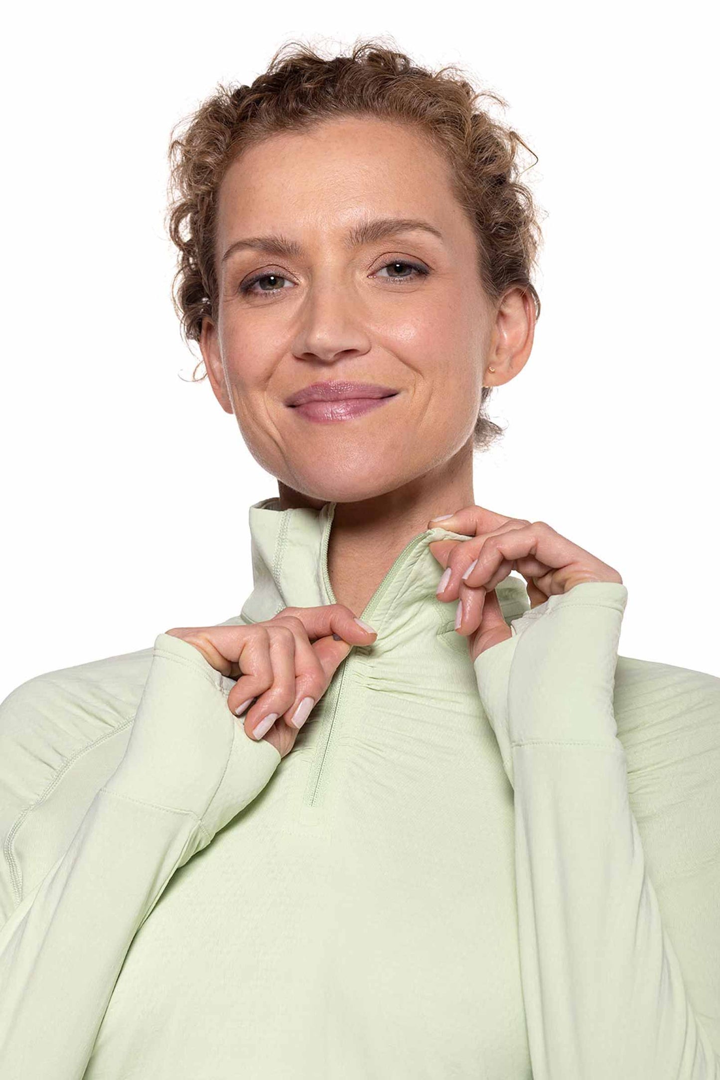 Women's Arabella Quarter Zip | Seedling Diamond Jacquard