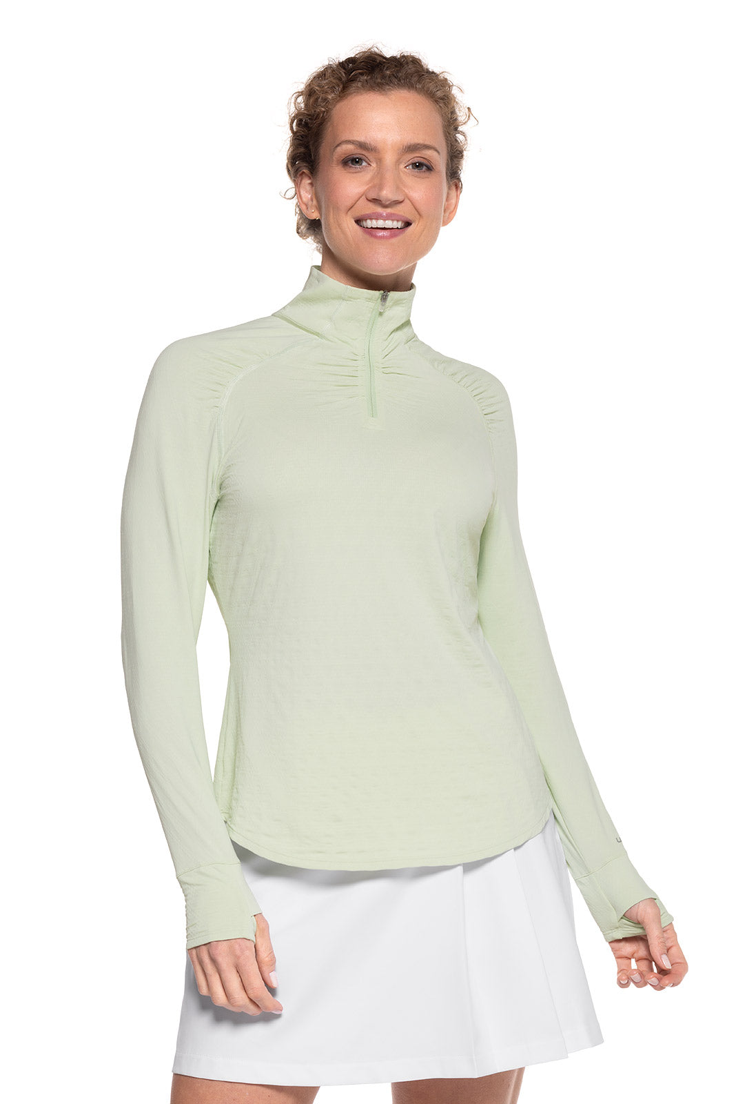 Women's Arabella Quarter Zip | Seedling Diamond Jacquard