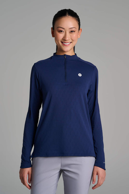 Women's Arabella Golf Quarter-Zip | Navy Diamond Jacquard