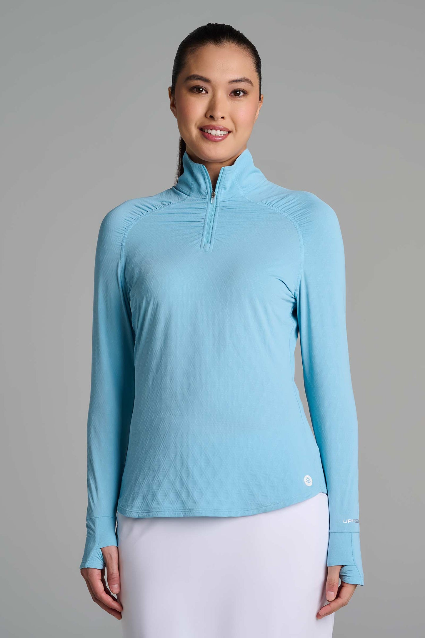 Women's Arabella Quarter Zip | Arctic Blue Diamond Jacquard