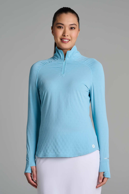 Women's Arabella Quarter Zip | Arctic Blue Diamond Jacquard