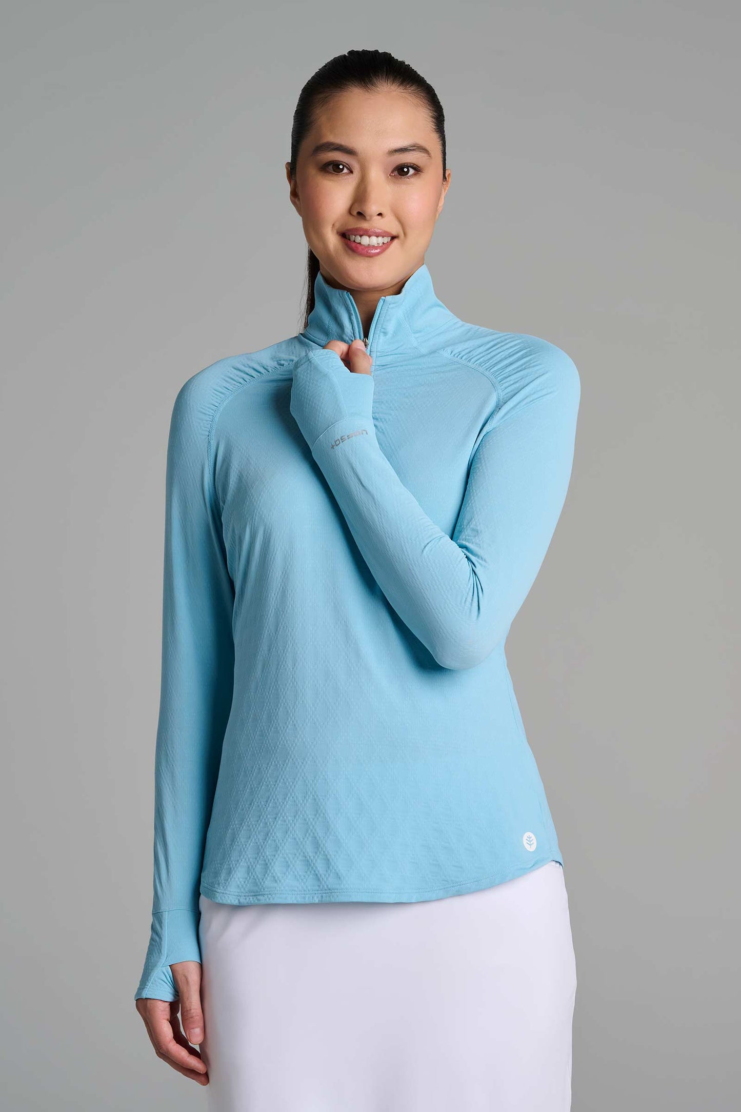 Women's Arabella Quarter Zip | Arctic Blue Diamond Jacquard