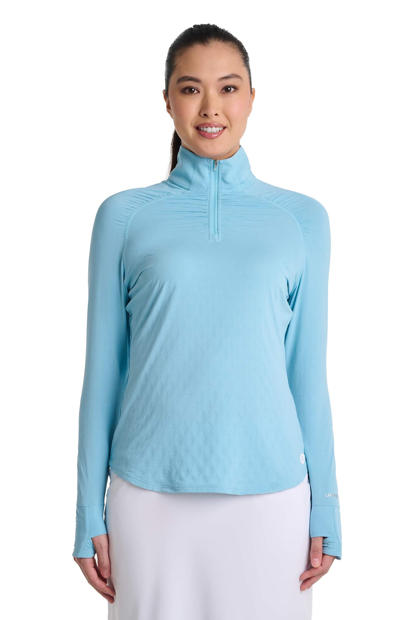 Women's Arabella Quarter Zip | Arctic Blue Diamond Jacquard