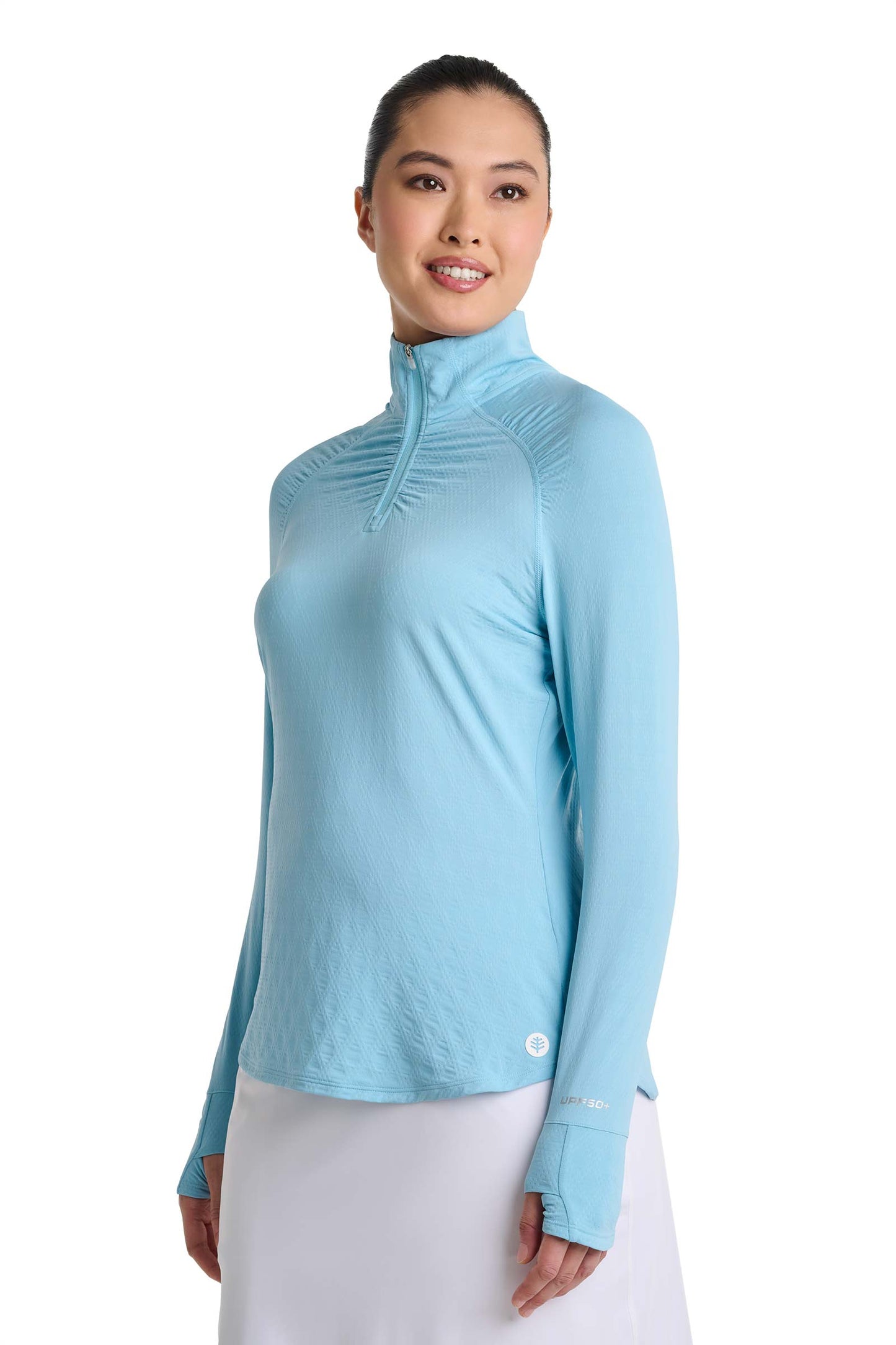 Women's Arabella Quarter Zip | Arctic Blue Diamond Jacquard