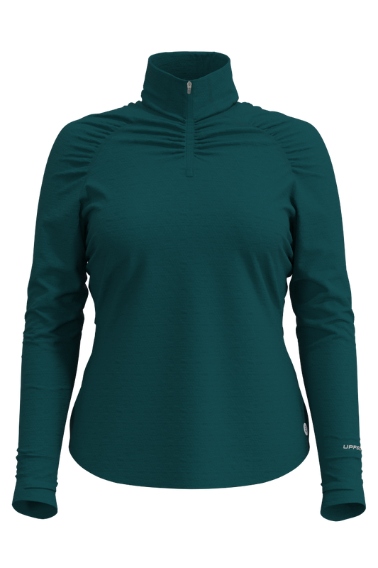 Women's Arabella Quarter Zip | Transformative Teal Diamond Jacquard Diamond Jacquard