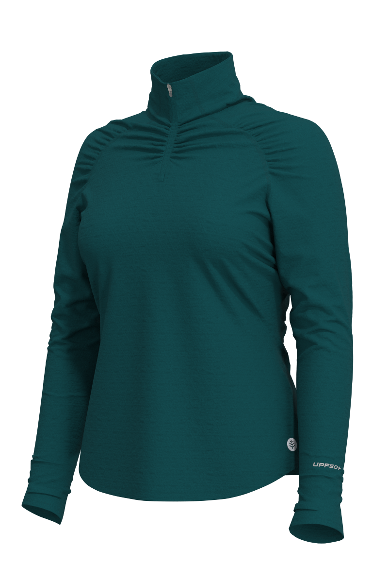 Women's Arabella Quarter Zip | Transformative Teal Diamond Jacquard Diamond Jacquard