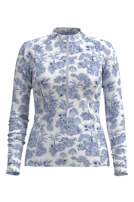 Women's Escalante Zip Rash Guard | Periwinkle Isla Bonita