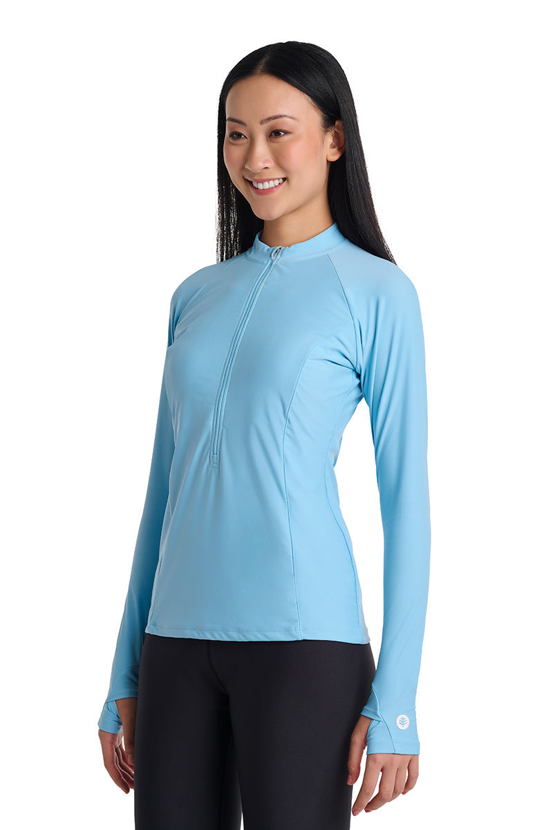 Women's Escalante Zip Rash Guard | Artic Blue