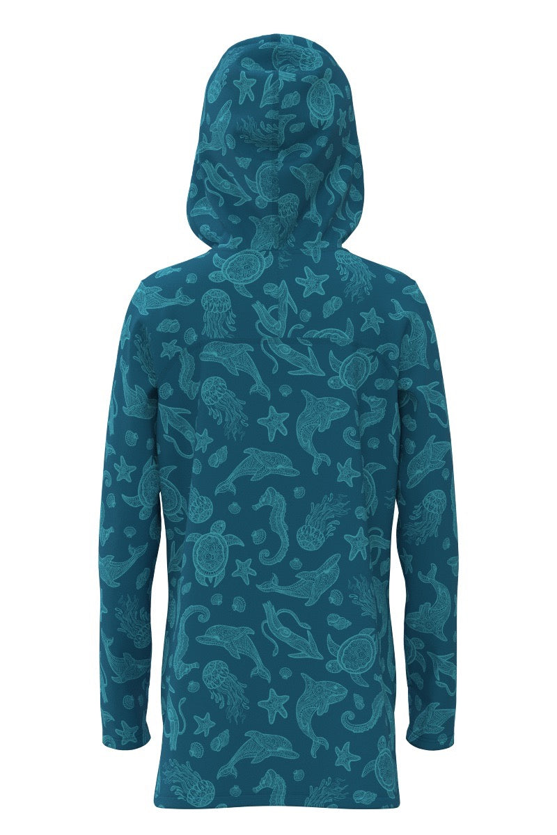Kid's Seacoast Swim Cover-Up Dress | Blue Jay Ocean Animals