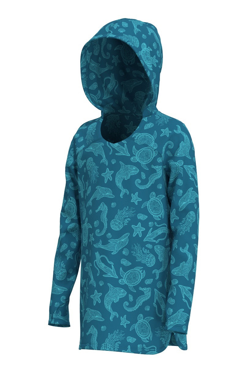 Kid's Seacoast Swim Cover-Up Dress | Blue Jay Ocean Animals